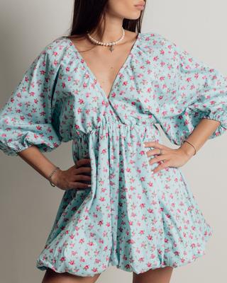 Summer Dress Milirud 551 SL Blue Floral Print