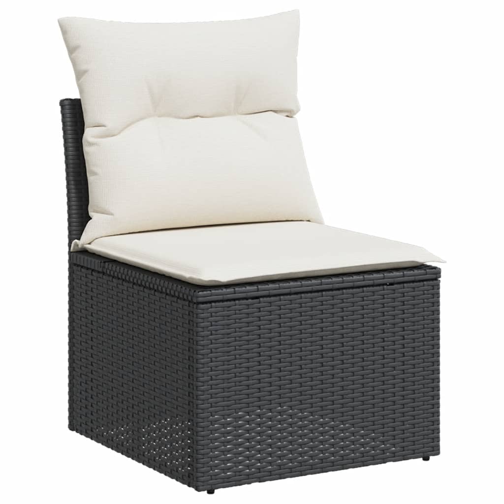 Vidaxl 6-Cz. Garden Furniture Set With Cushions, Black Poly Rattan