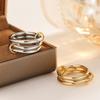 Stainless Steel  Fashion Multi Layer Middle with Drill Stainless Steel Ladies Open Rings  Waterproof Zircon Gifts