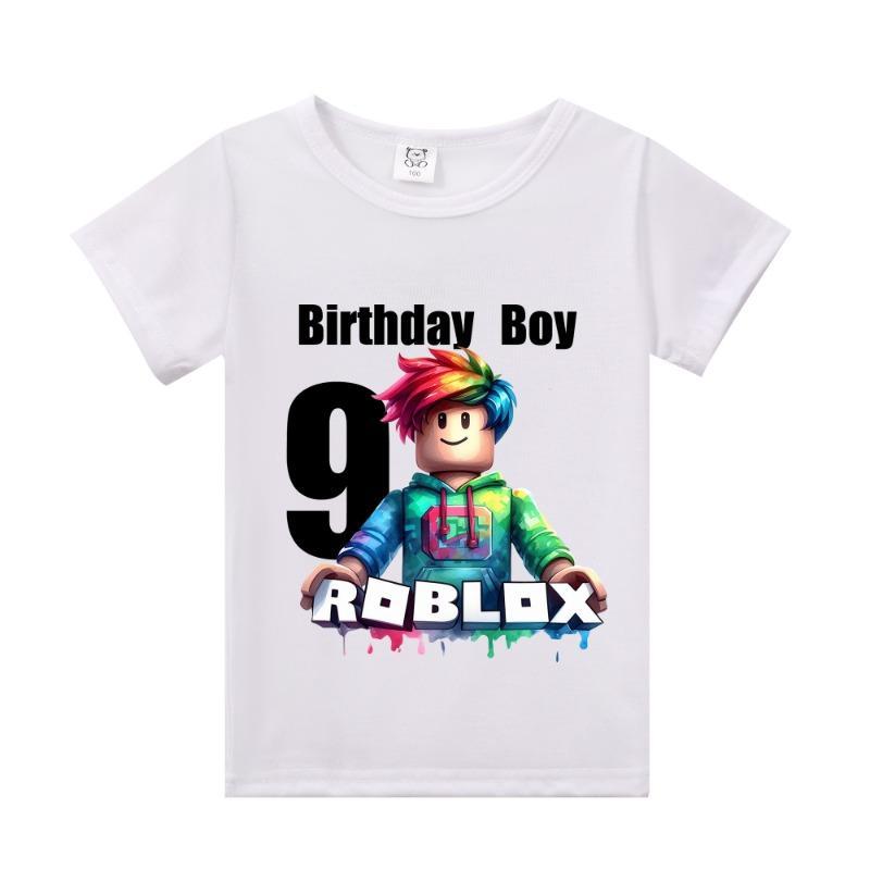 New Roblox Children T Shirts Cartoon Birthday Number Graphic T-shirts Boys Girls Casual Short Sleeves Tops Summer Kids Clothing