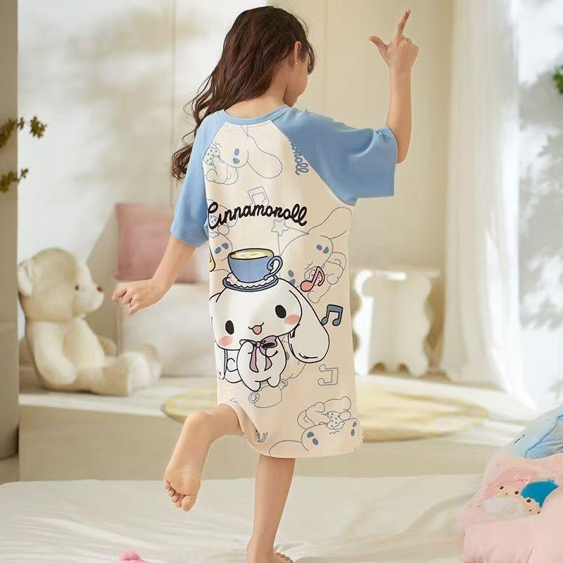Princess Girls Summer Short Sleeve Pajama Dress for Kids