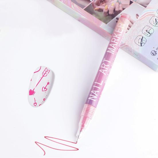Set di 12 Penne per Nail Art a Colori Professionali Fai da Te Pennarelli per Disegno Unghie per Unghie Gel Kit di Pennarelli a Pittura ad Asciugatura Rapida con Punte di Precisione da 0,5 mm