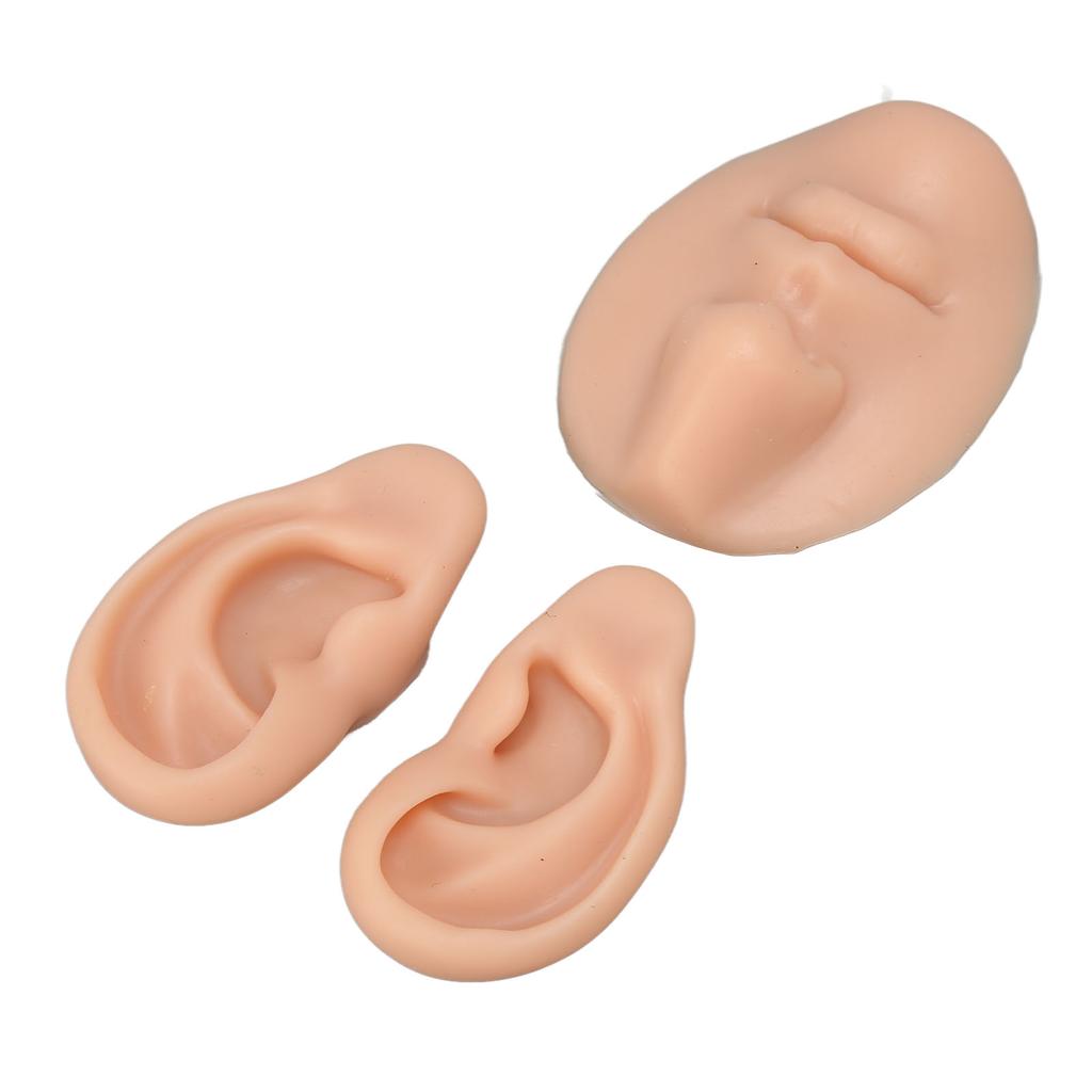 Silicone Ear Model Novice Simulated 3D Nose and Mouth Model Display Prop Teaching Tool for Piercing Practice