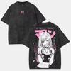 Anime Kawaii Waifu Vintage Shirt, Otaku Shirts, Gift for Anime Fan High-end Luxury Washed Retro Fashion Daily Wear Cool Top
