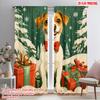 2 Stück 2D-Ebene Druck Fenstervorhang Niedlicher Hund Weihnachtsgeschenke Polyester Gewebt (ohne Stange) Urlaub für Schlafzimmer   Wohnzimmer