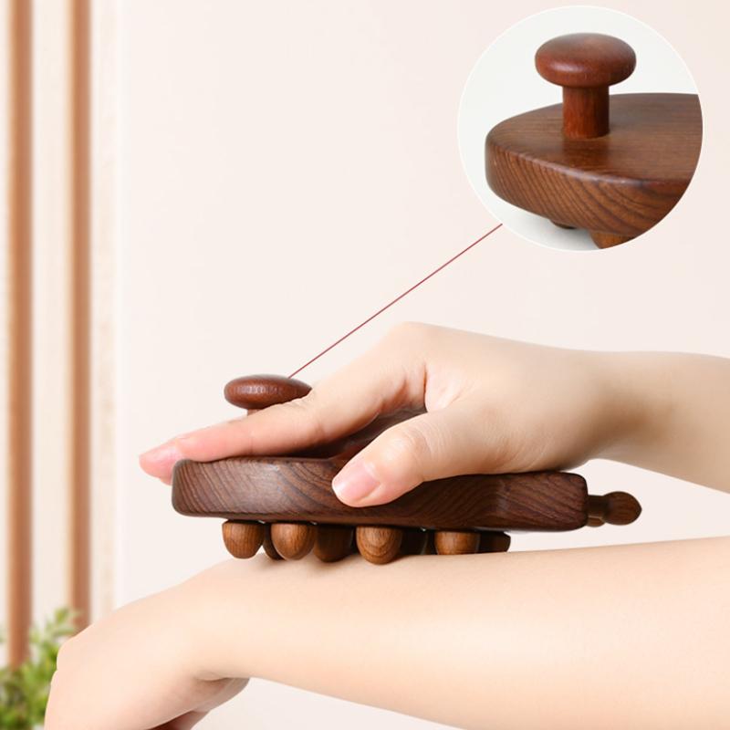 1PCS New Wooden 10 Beads Massage Meridian Brush Scalp Gua Sha Massage Neck Waist Leg Body Meridian SPA Therapy Relaxation Tool