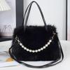 Nouveau Sacs à Main Mini Portables en Peluche Douce Hiver Mode Polyvalent Carré Petit Perle Sac Bandoulière Femme Texture Douce Sacs Messagers Dames