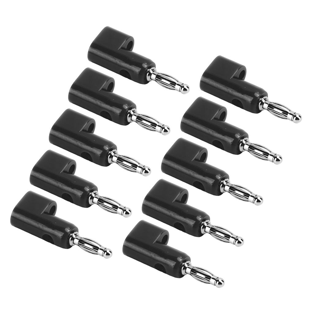 10pcs 4mm Stackable Banana Plug Connectors Solderless Banana Plugs for Security AccessoriesBlack