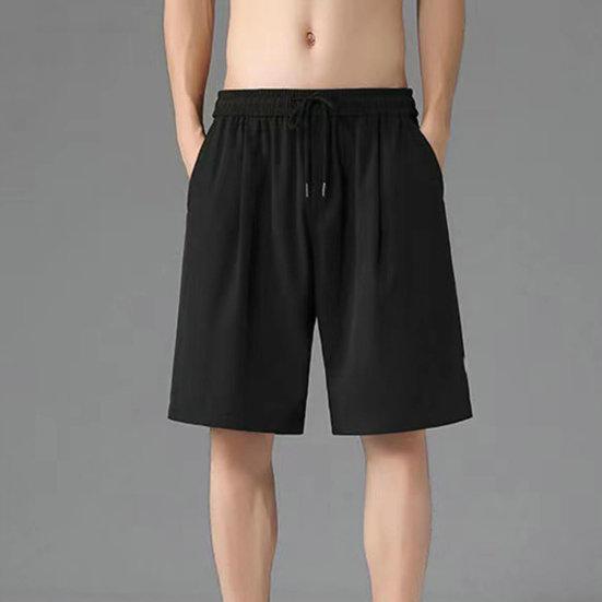 Men Summer Shorts Quick Dry Breathable Elastic Waist Pocket Drawstring Sports Thin Mesh Cooling Summer Short Pants Male Clothes