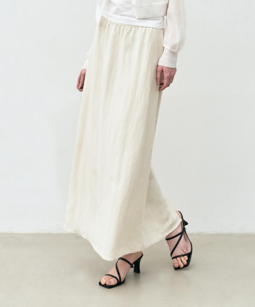 Basica Light Banding Slit Long Skirt (Beige)