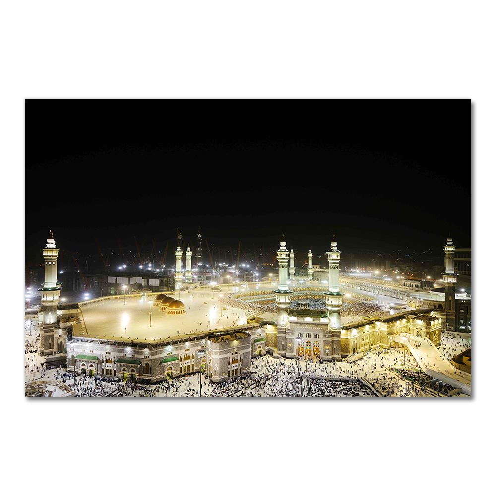 HD Print Mecca Islamic Sacred Landscape Oil Painting Religious Architecture Muslim Mosque Wall Picture for Living Room Cuadros