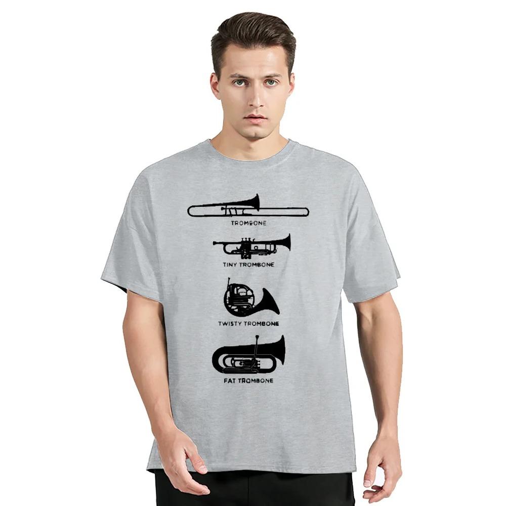 Symphony Music T Shirt Different Types Of Trombone Printed T-shirt Oversized Fitness Unisex Tops Cotton Tees Streetwear Graphic