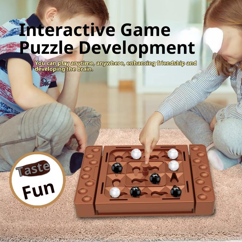 1 Set Montessori Track Chess Games Touch Flip Black White Chess Parent-Child Interactive Intelligent Tabletop Board Game
