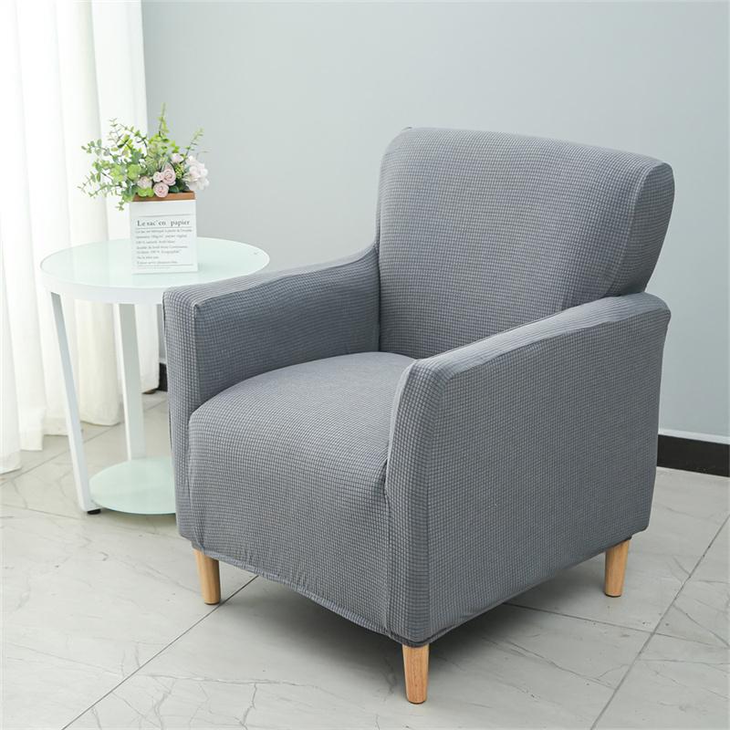 Solid Club Sofa Cover Stretch Polar Fleece Tub Arm Chair Covers Elastic Single Sofa Slipcovers For Study Bar Counter Living Room