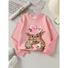 European Sizes Girls Crew Neck Sweatshirt Love Rabbits with Rose And Bow, Soft Cozy Pullover, Warm Casual for Autumn & Winter.