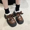Fashion 2024 Autumn and Winter New European and American Style Small Leather Shoes Warm Bow Design Plush Thick-soled Warm Loafers