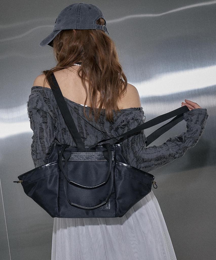 Krafyarn 3-Way Tote And Shoulder Backpack Shadow Black
