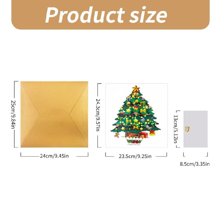 3D Christmas Tree Card for Friend Family Handmade Greeting Card with Envelope Creative Festives Party Supplies