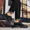 Fashion British Man Black Office Business Dress Leather Flats Man Split Leather Wedding Shoes 2024 Man Cow Leather Shoes Rubber Sole
