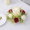 Yousheng Künstlicher Rosenkerzenring, Stumpenkerzen, Grünpflanzen-Blumenkranz, saisonaler Kerzenring für Hochzeitsmittelstücke, Feiertagsdekoration