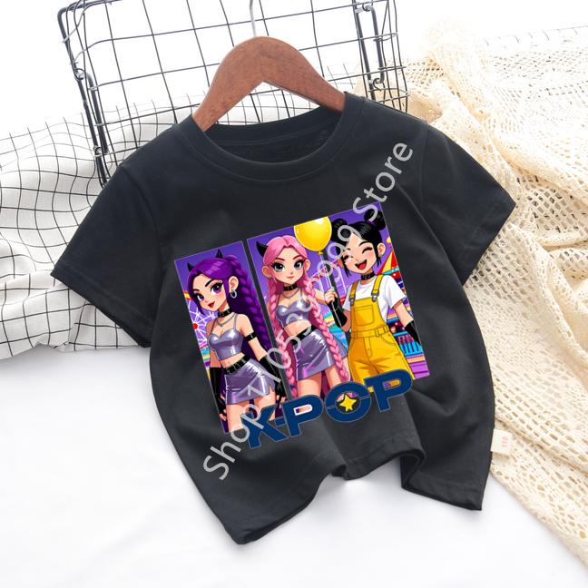 חולצת טי Kpop לילדים הדפס קריקטורה שרוול קצר קיץ עליון נוח מתנה מצחיקה למעריצים חולצות האראג'וקו בגדי בנות