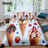 Set Copripiumino Gelato Colorato Cartone Animato Cupcake Ciliegia Limone Frutta Set Biancheria da Letto Stile Vacanza Estiva Morbido Copripiumino
