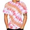 Men's Retro Dye 3D Printed T-shirt, Colorful Pattern T-shirt, Round Neck Harajuku Summer T-shirt, Oversized Short Sleeved T-shirt