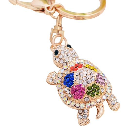 Rhinestone Turtle Pendant Keychain Key Ring Holder Bag Car Hanging Ornament