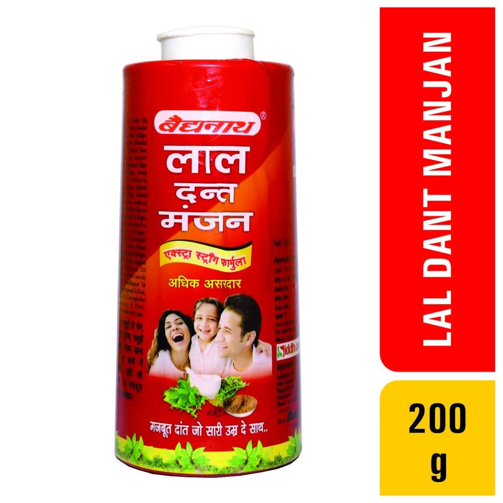 Baidyanath Asli Ayurved Lal Dant Manjan Pulver 200g Packung für weiße Zähne Mundpflege und frischen Atem
