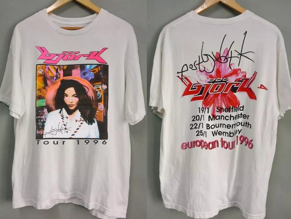 Bjork Tour 1996 White Short Sleeve 2 Side Cotton Unisex S-5XL Men Women Unisex T-Shirt