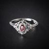 Stunning Ruby Inlaid Thai Silver Black Ring Elegant Geometric Design For Women Size 6 To 10