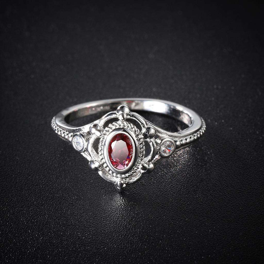 Stunning Ruby Inlaid Thai Silver Black Ring Elegant Geometric Design For Women Size 6 To 10