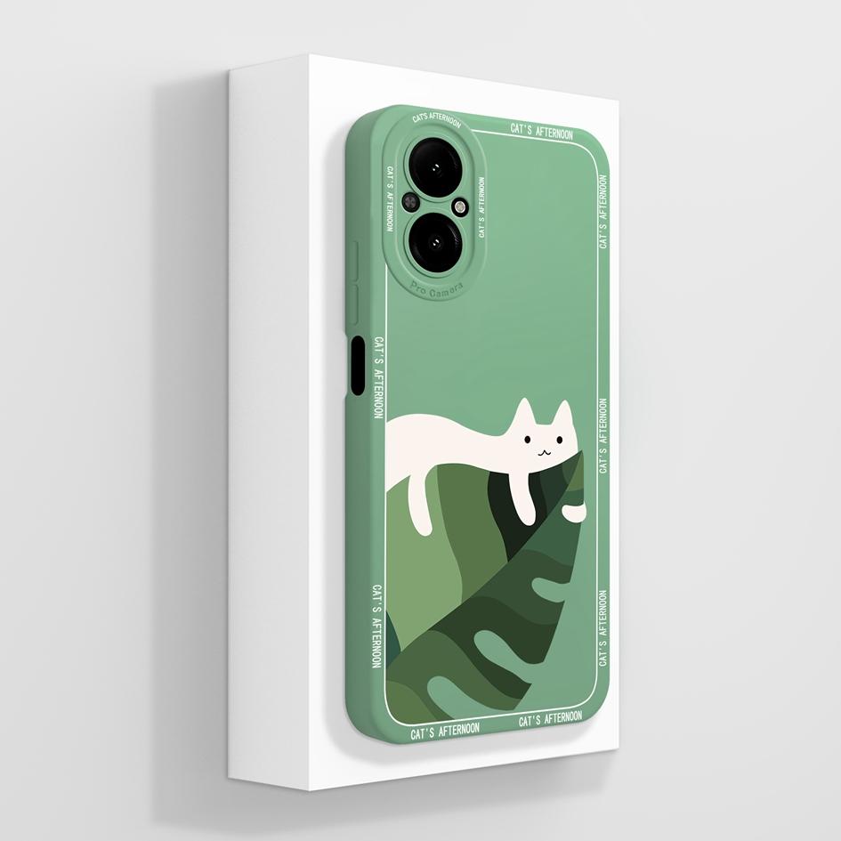 Hülle für Oppo Realme C67 C65 C63 C61 C25 C25S C25Y C30 C30S C31 C33 C35 C55 C51 C53 Faule Katze Weiche Flüssigsilikon Schutzhülle für Oppo Capa