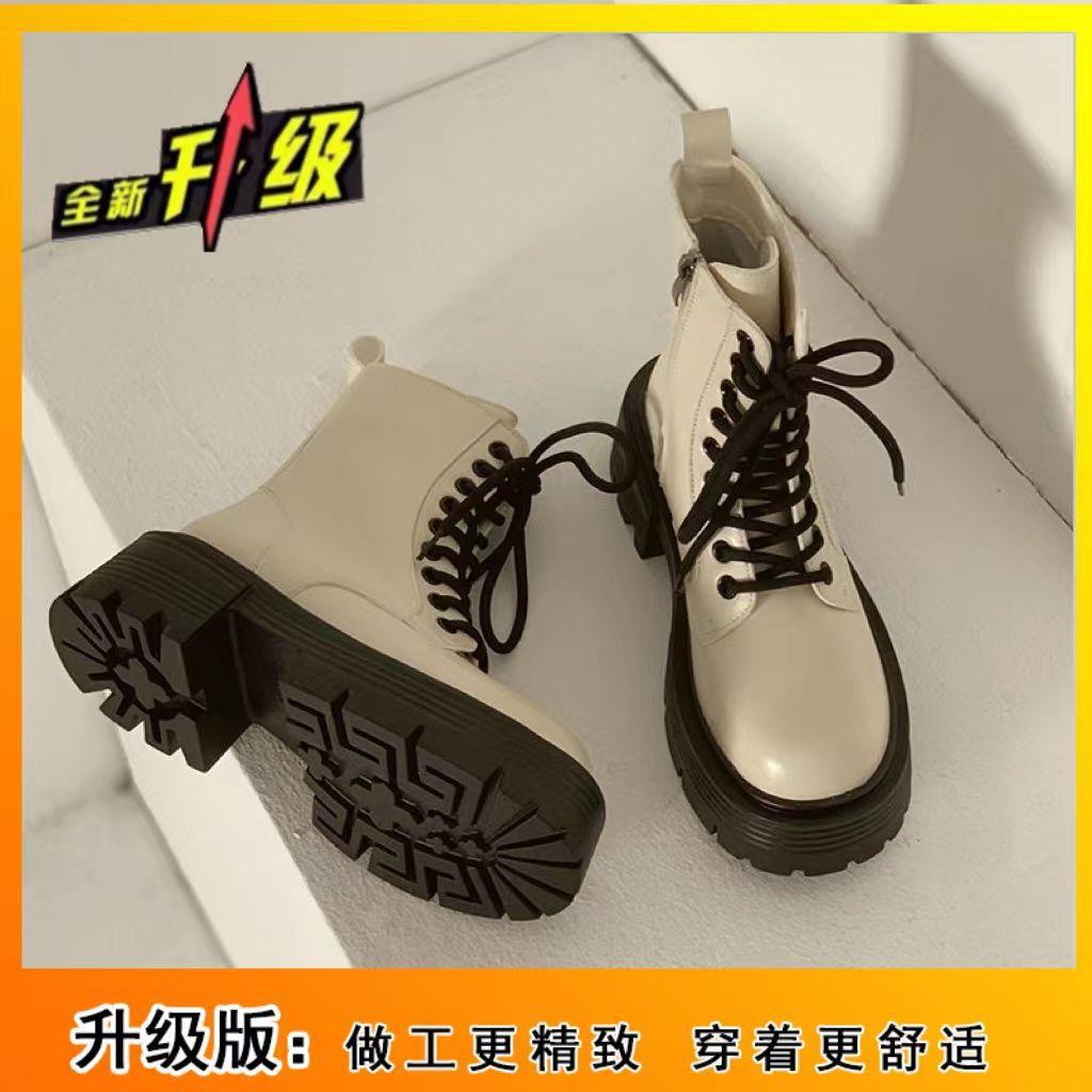 Koreaanse versie van Martin boots dames lente en herfst mode kleine dikke zolen verhogen Britse stijl 2025 nieuwe trendy korte laarzen