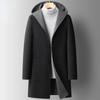 2025 Herbst Winter Kapuzen Woll Wende Woll Trenchcoat Herren Mittellang Zweiseitig Herren Wollmantel Chaqueta Hombre FCY