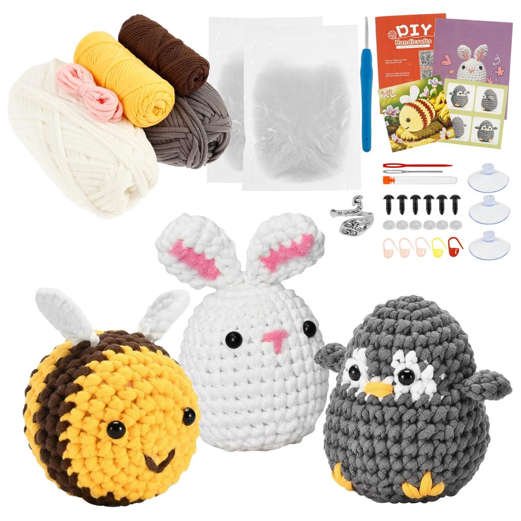 Wolgaren Schattig Dier Haakpakket Set Kerstcadeau Leuk DIY Knutselen Haakpakket voor Beginners Haakpakket Knutsel Liefhebbers Breigereedschap
