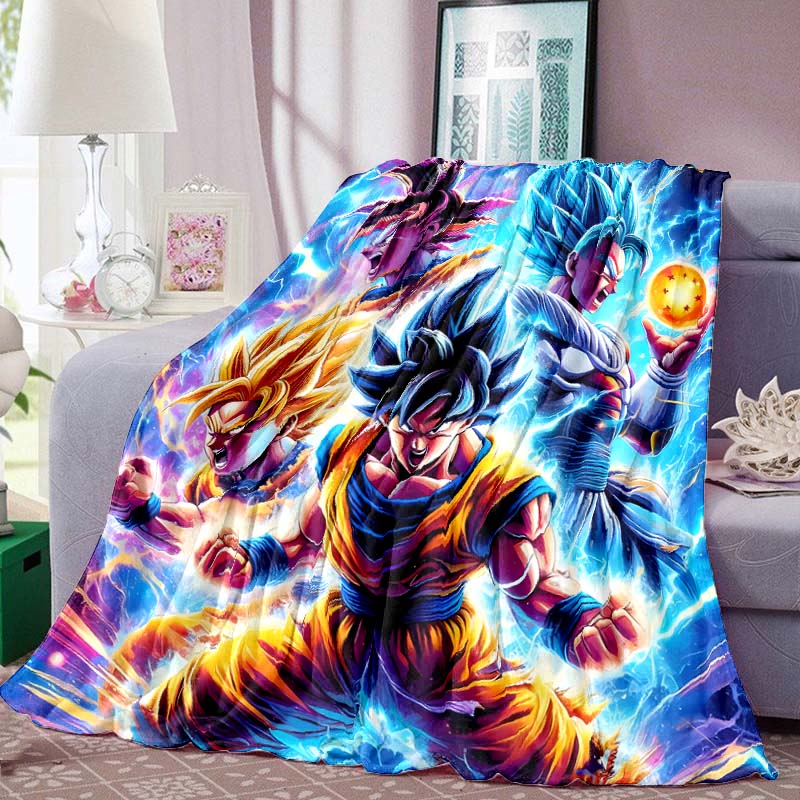 Dragon Ball Anime Print Blanket Warm Comfortable Flannel Blanket for Bedrooms, Sofas, Beds, Chairs, Picnics, Travel-LXR16