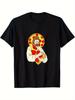 Jesus Hugging Pizza Graphic Tee Men's Casual Cotton Crew Neck T-Shirt Funny Religious Food Print