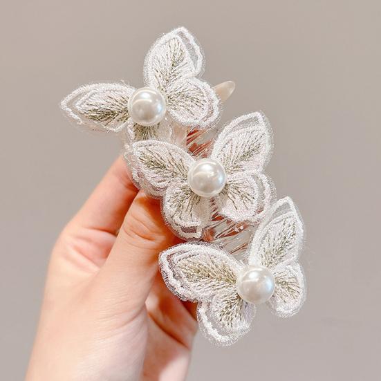4 Stück Damen Haarseile Schmetterlinge Kunstperlen Dekor Haargummis Geflochtene Haare Elastische Bänder Haarschmuck