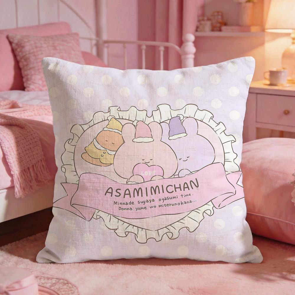 Asamimichaan AAsleeps Schattige Kussenhoes Premium Comfort Omkeerbare Kussensloop Twee-in-één Ontwerp Voor Elke Kamer Auto-interieur