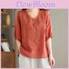 Cotton Embroidered Womens Short Sleeve Blouse For Summer Casual Wear