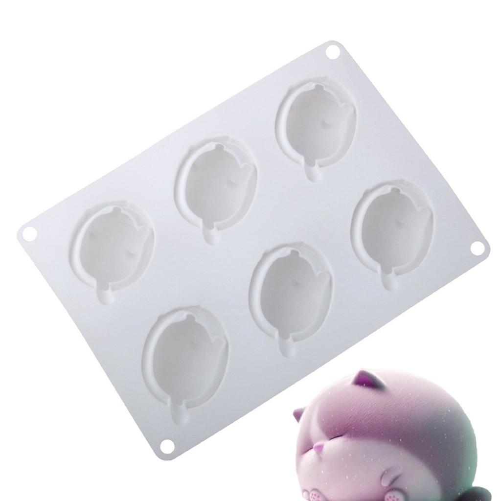 6 Cavity Silicone Cat Shaped Chocolate and Jelly Molds for Baking and Freezing Versatile Use In Oven or Freezer