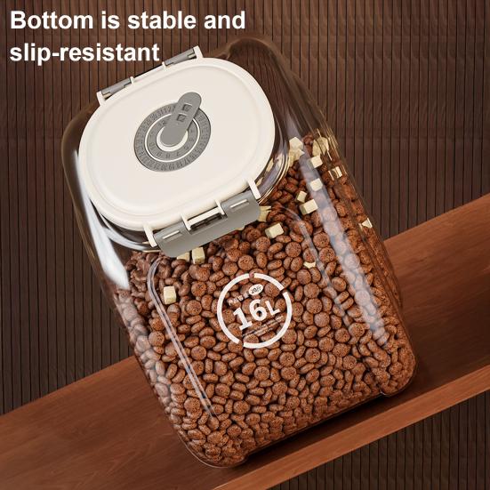 Airtight Grain Storage Box Transparent Pet Food Storage Bin with Timer Function 8L 16L Moisture-Proof Container with Measuring Cup for Grain And Pet