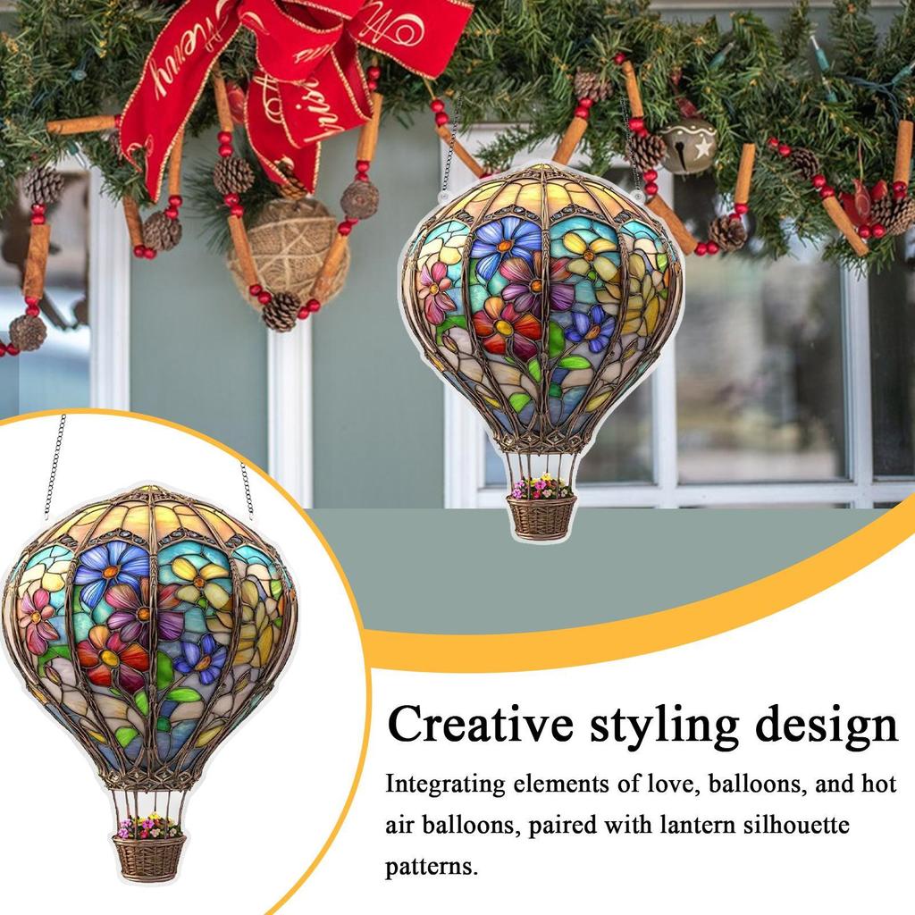 Heißluftballon Deko 2D Acryl Ballon Anhänger für Außen Wetterfest Charm Dekoration für Haus Garten Terrassentür Hochzeit