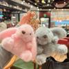 Fluffy Soft Rabbit Plush Pendant Metal Ring Rabbit Plush Key Ring Rabbit Fur Keychains Women Girls