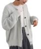 Yours BGXU1897 Women's Shaggy Knit Cardigan with Color-Coordinated Buttons, Light Gray, Size L