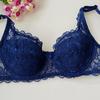 Gathered Support Thin Padded Cotton Bra in Blue with Back Closure