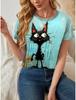Women's Funny Animal Cat Prints T Shirts Short Sleeve Tees Tops 3D Prints O-Neck Shirt Summer Casual Women's Clothing Apparel