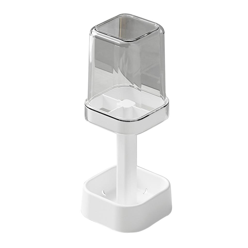 Yousheng Toothbrush Stand with Cup Dustproof Adjustable Height 3 Slots Electric Toothbrush Toothpaste Holder Multi-Function Organizer