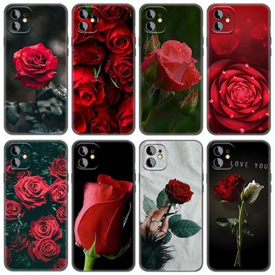 Rote Rose Blumen Handyhülle für iPhone Samsung Galaxy Redmi Xiaomi Oppo OnePlus Note SA 7 8 9 10 11 12 13 14 20 21 22 23 53 54 Pro Max Plus Ultra